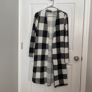 black and white plaid duster